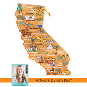 California State Shaped Cutting and Serving Board with Artwork by Fish Kiss™