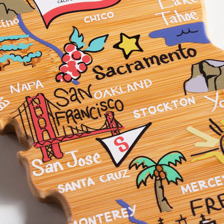 California State Shaped Cutting and Serving Board with Artwork by Fish Kiss™