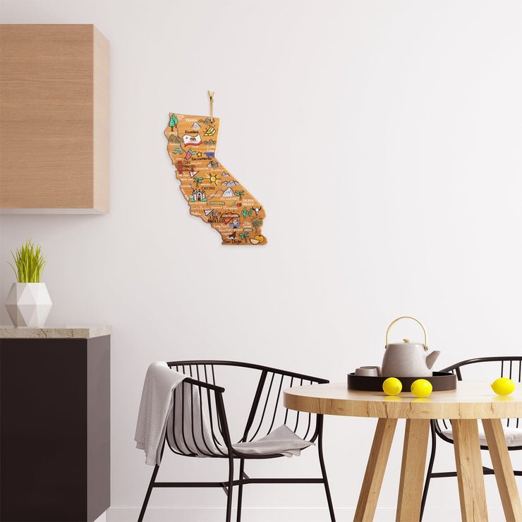 California State Shaped Cutting and Serving Board with Artwork by Fish Kiss™