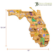 Florida State Shaped Cutting and Serving Board with Artwork by Fish Kiss™