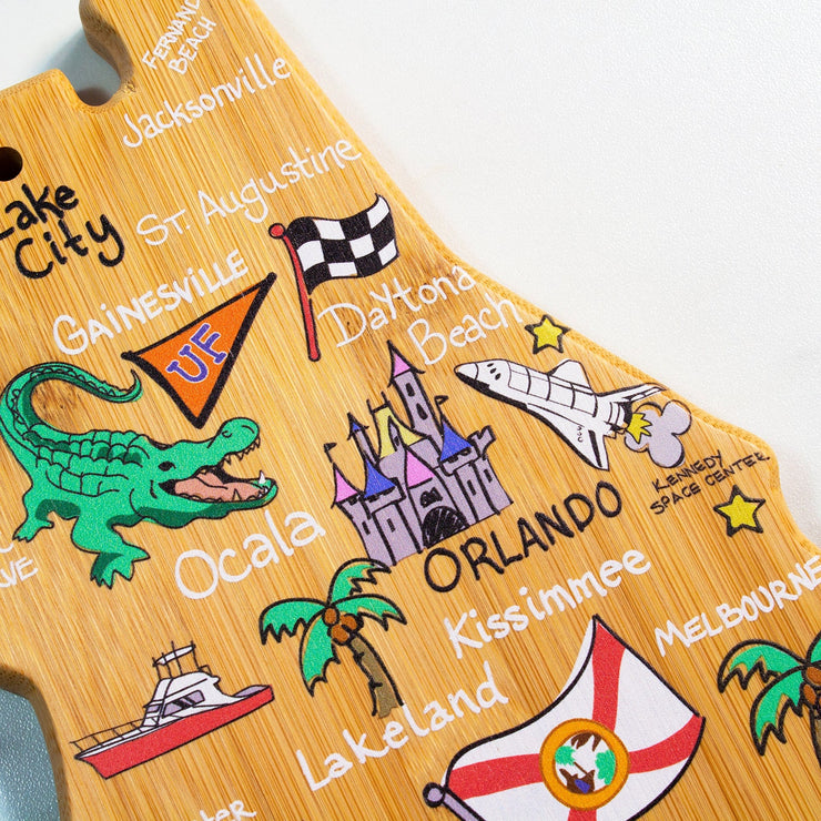 Florida State Shaped Cutting and Serving Board with Artwork by Fish Kiss™