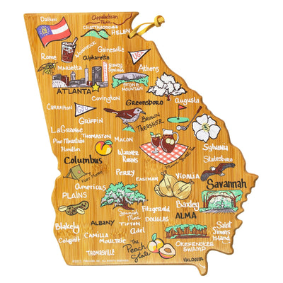 Georgia State Shaped Cutting and Serving Board with Artwork by Fish Kiss™