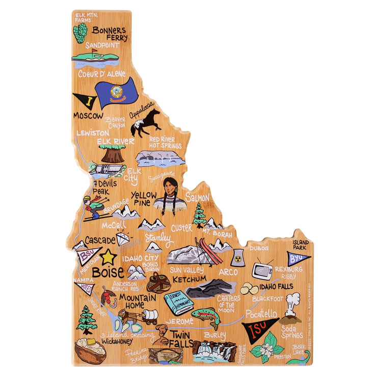 Idaho State Shaped Cutting and Serving Board with Artwork by Fish Kiss™