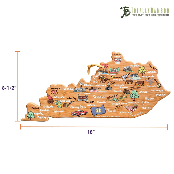 Kentucky State Shaped Cutting and Serving Board with Artwork by Fish Kiss™