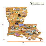 Louisiana State Shaped Cutting and Serving Board with Artwork by Fish Kiss™