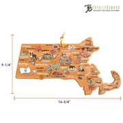 Massachusetts State Shaped Cutting and Serving Board with Artwork by Fish Kiss™