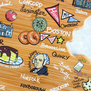 Massachusetts State Shaped Cutting and Serving Board with Artwork by Fish Kiss™