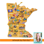 Minnesota State Shaped Cutting and Serving Board with Artwork by Fish Kiss™