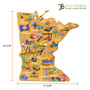 Minnesota State Shaped Cutting and Serving Board with Artwork by Fish Kiss™