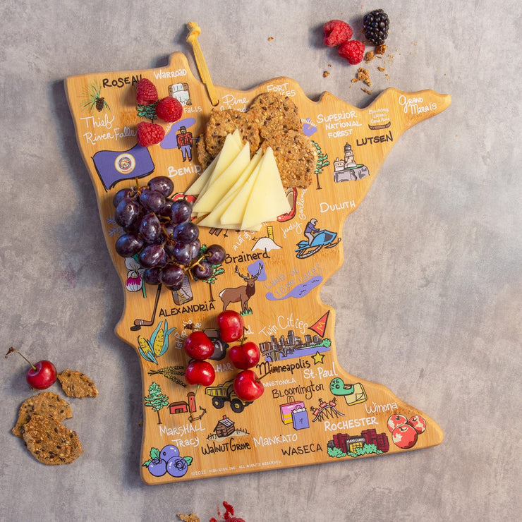 Minnesota State Shaped Cutting and Serving Board with Artwork by Fish Kiss™