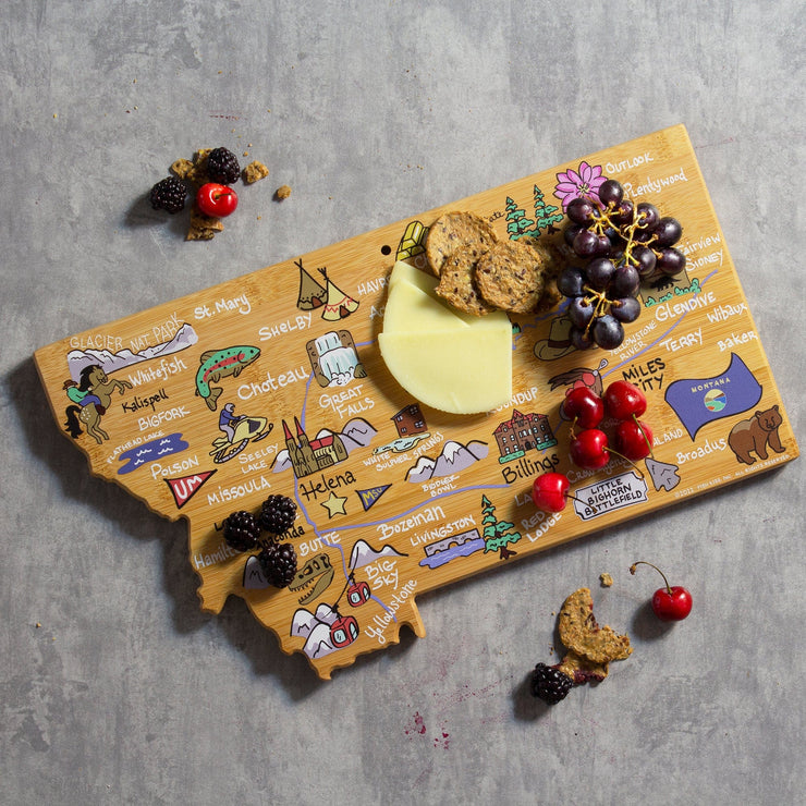 Montana State Shaped Cutting and Serving Board with Artwork by Fish Kiss™