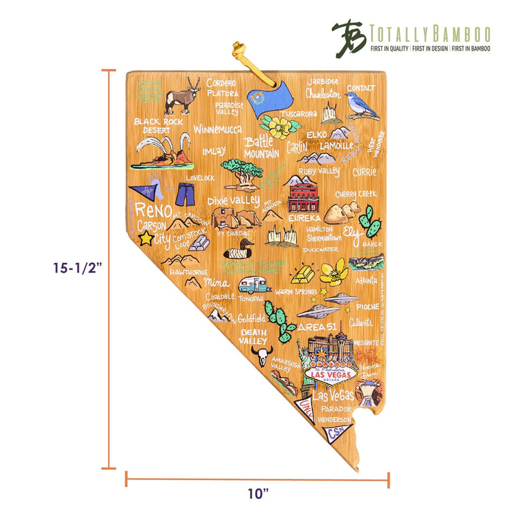 Nevada State Shaped Cutting and Serving Board with Artwork by Fish Kiss™