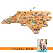 North Carolina State Shaped Cutting and Serving Board with Artwork by Fish Kiss™