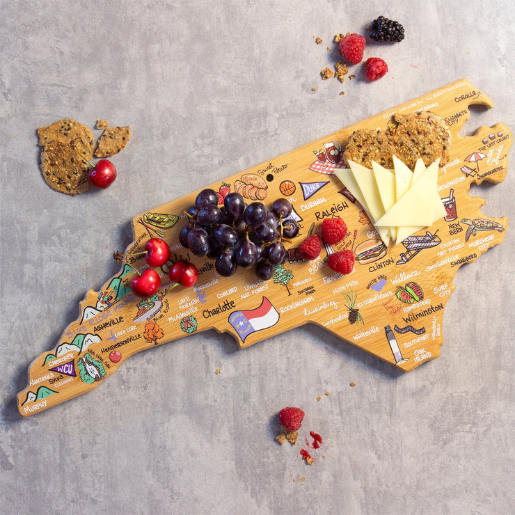 North Carolina State Shaped Cutting and Serving Board with Artwork by Fish Kiss™