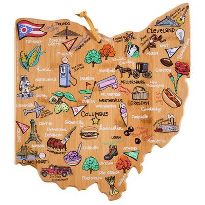 Ohio State Shaped Cutting and Serving Board with Artwork by Fish Kiss™