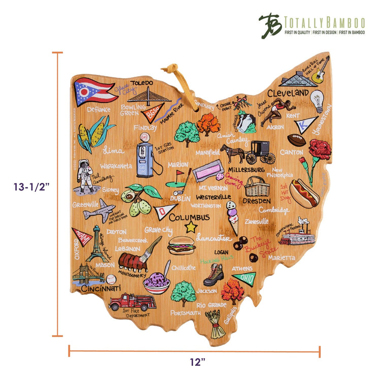 Ohio State Shaped Cutting and Serving Board with Artwork by Fish Kiss™