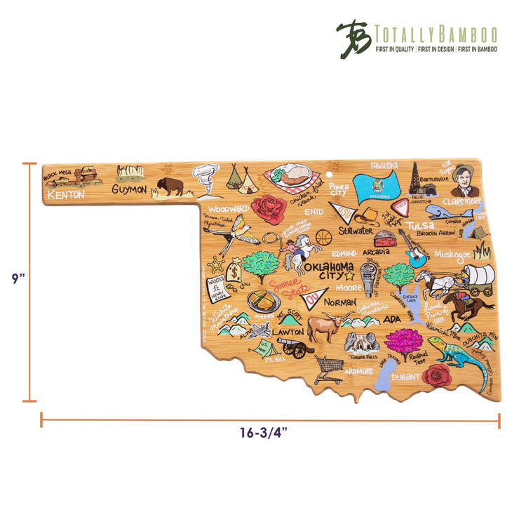 Oklahoma State Shaped Cutting and Serving Board with Artwork by Fish Kiss™