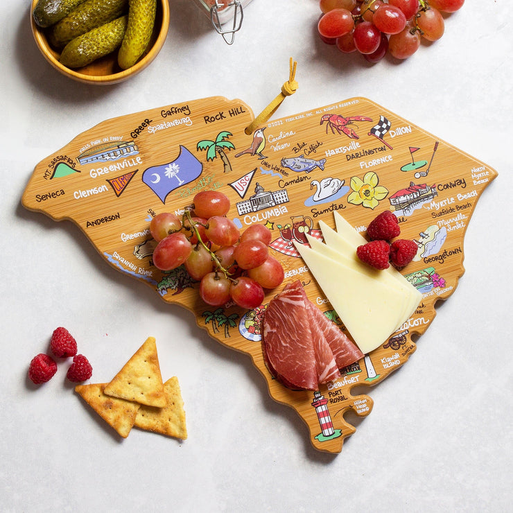 South Carolina State Shaped Cutting and Serving Board with Artwork by Fish Kiss™