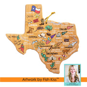 Texas State Shaped Cutting and Serving Board with Artwork by Fish Kiss™