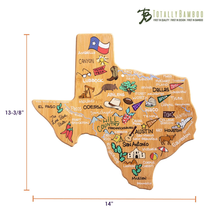 Texas State Shaped Cutting and Serving Board with Artwork by Fish Kiss™