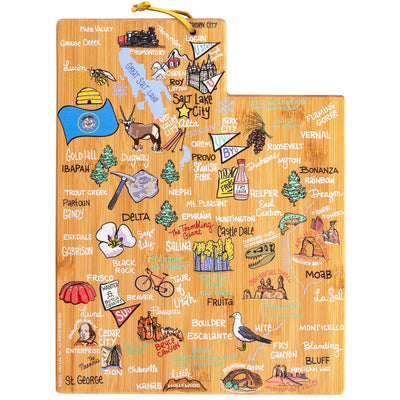 Utah State Shaped Cutting and Serving Board with Artwork by Fish Kiss™