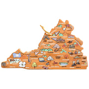 Virginia State Shaped Cutting and Serving Board with Artwork by Fish Kiss™