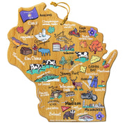 Wisconsin State Shaped Cutting and Serving Board with Artwork by Fish Kiss™