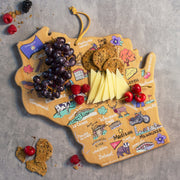 Wisconsin State Shaped Cutting and Serving Board with Artwork by Fish Kiss™